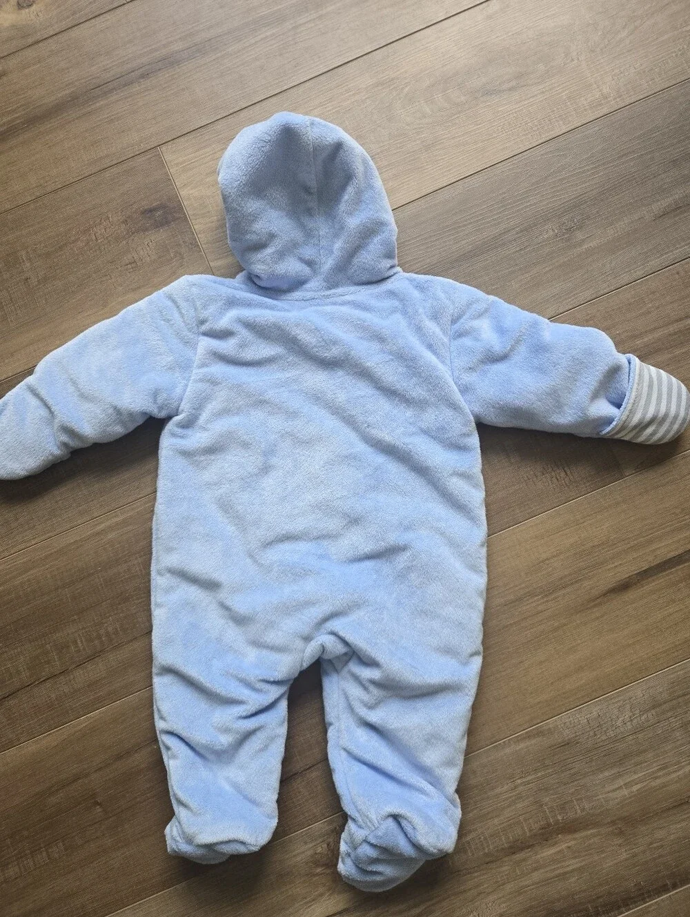 Bundle Carters Light Blue Fleece Hooded Onesie And Gray 3-6months